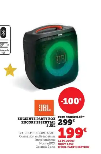 Hyper U JBL Enceinte party box encore essential 2 offre