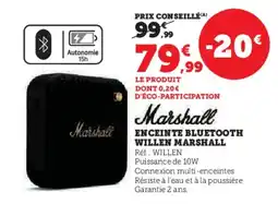Hyper U MARSHALL Enceinte bluetooth willen offre