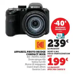 Hyper U KODAK Appareil photo bridge compact noir offre