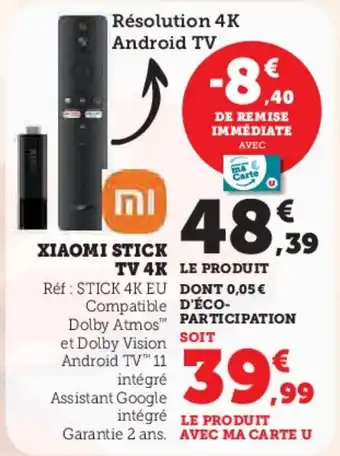 Hyper U XIAOMI Stick tv 4k offre