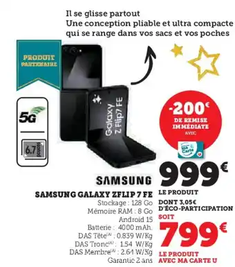 Hyper U SAMSUNG Galaxy zflip 7 fe offre