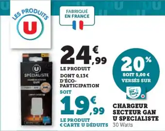 Hyper U Chargeur secteur gan u specialiste offre