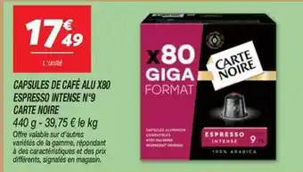 Netto Carte noire - capsules de café alu x80 espresso intense n'9 offre