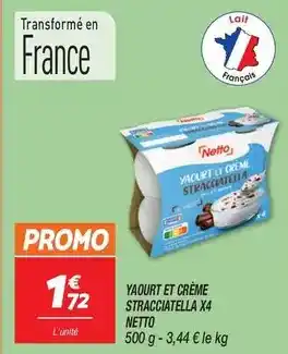 Netto Promo - yaourt et crème stracciatella x4 offre