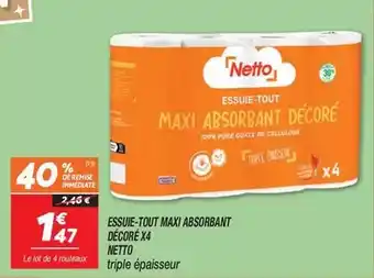 Netto Netto - essuie-tout maxi absorbant décoré x4 offre