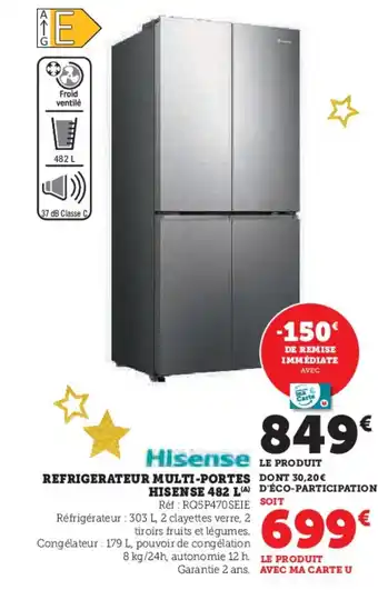 Hyper U HISENSE Refrigerateur multi-portes offre