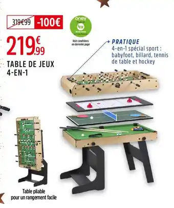 Intersport Table de jeux 4-en-1 offre
