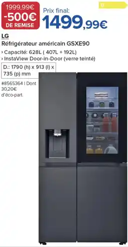 Costco LG Réfrigérateur américain GSXE90 offre