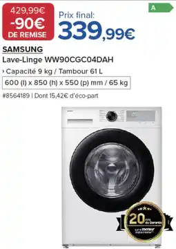 Costco SAMSUNG Lave-Linge WW90CGC04DAH offre
