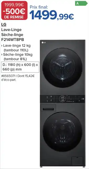 Costco LG Lave-Linge Sèche-linge F214WT8PB offre
