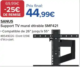 Costco SANUS Support TV mural étirable SMF421 offre