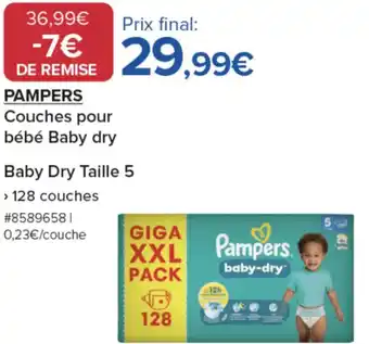 Costco PAMPERS Couches pour bébé Baby dry offre