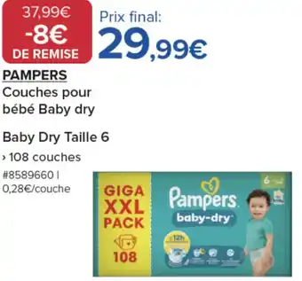 Costco PAMPERS Couches pour bébé Baby dry offre