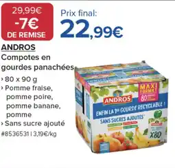 Costco ANDROS Compotes en gourdes panachées offre
