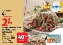 Auchan Gambas tropicales entières crues surgelées offre