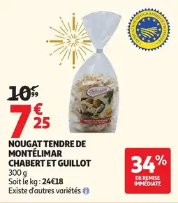 Auchan Nougat tendre de montélimar chabert et guillot offre