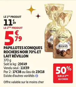 Auchan Papillotes iconiques rochers noir 70% et lait révillon offre