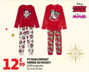 Auchan Pyjama enfant minnie ou mickey offre