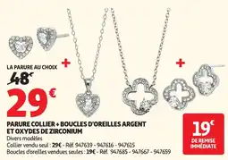 Auchan Parure collier + boucles d'oreilles argent et oxydes de zirconium offre