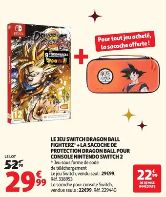 Auchan Le jeu switch dragon ball fighterz + la sacoche de protection dragon ball pour console nintendo switch 2 offre