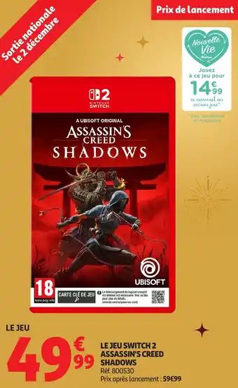 Auchan Le jeu switch 2 assassin's creed shadows offre