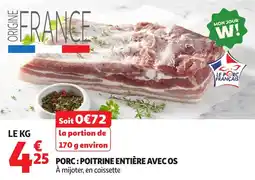 Auchan Porc poitrine entière avec os offre