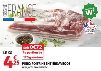 Auchan Porc poitrine entière avec os offre