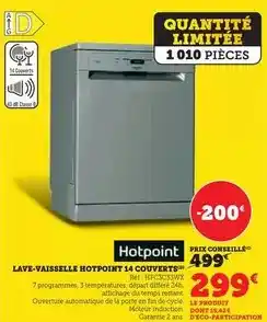 Hyper U Hotpoint - lave-vaisselle offre