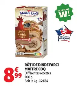 Auchan Rôti de dinde farci maître coq offre