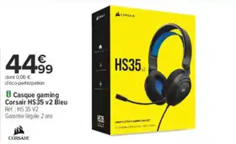 Carrefour Casque gaming corsair hs35 v2 bleu offre