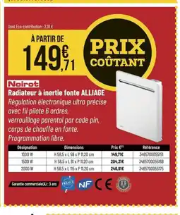 Bricorama NOIROT Radiateur à inertie fonte offre