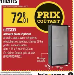 Bricorama TOOMAX Armoire haute avec 4 étagères offre