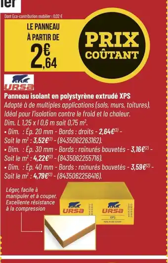 Bricorama URSA Panneau isolant en polystyrène extrudé XPS offre