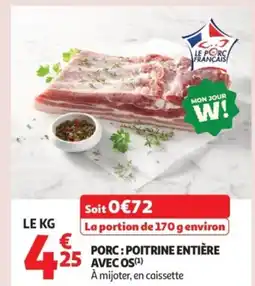 Auchan Supermarché Porc: poitrine entière avec os offre