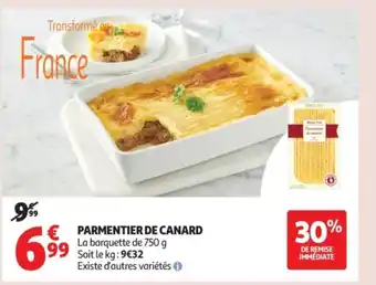Auchan Supermarché Parmentier de canard offre