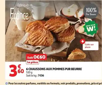 Auchan Supermarché 6 chaussons aux pommes pur beurre offre