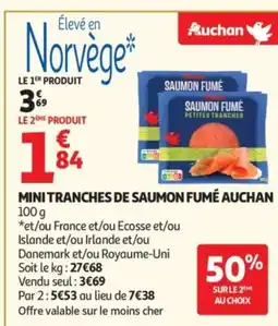 Auchan Supermarché AUCHAN Mini tranches de saumon fumé offre