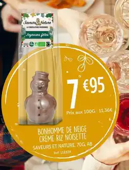 L'Eau Vive Bonhomme de neige crème riz noisette saveurs et nature offre