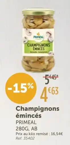 L'Eau Vive PRIMEAL Champignons émincés offre