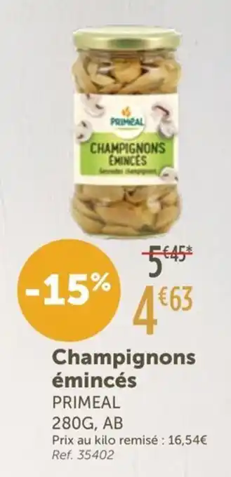 L'Eau Vive PRIMEAL Champignons émincés offre