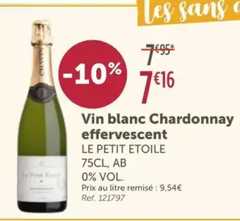 L'Eau Vive LE PETIT ETOILE Vin blanc Chardonnay effervescent offre