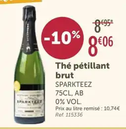 L'Eau Vive SPARKTEEZ Thé pétillant brut offre