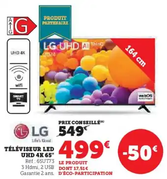 Super U Téléviseur led uhd 4k 65" lg offre