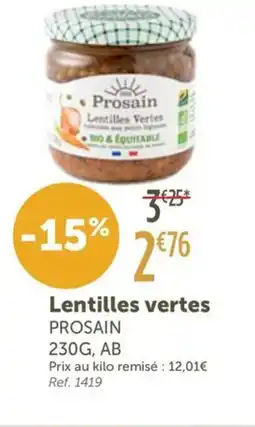 L'Eau Vive PROSAIN Lentilles vertes offre