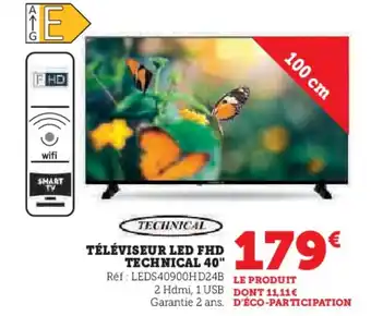 Super U Téléviseur led fhd technical 40" offre