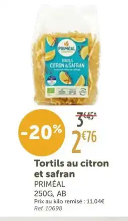 L'Eau Vive PRIMÉAL Tortils au citron et safran offre