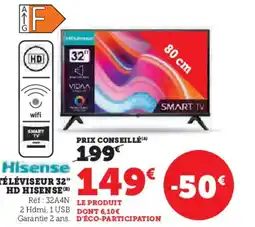 Super U Téléviseur 32" hd hisense offre