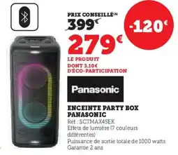 Super U Enceinte party box panasonic offre