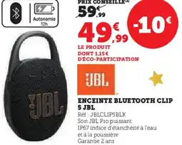 Super U Enceinte bluetooth clip 5 jbl offre
