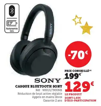 Super U Casque bluetooth sony offre